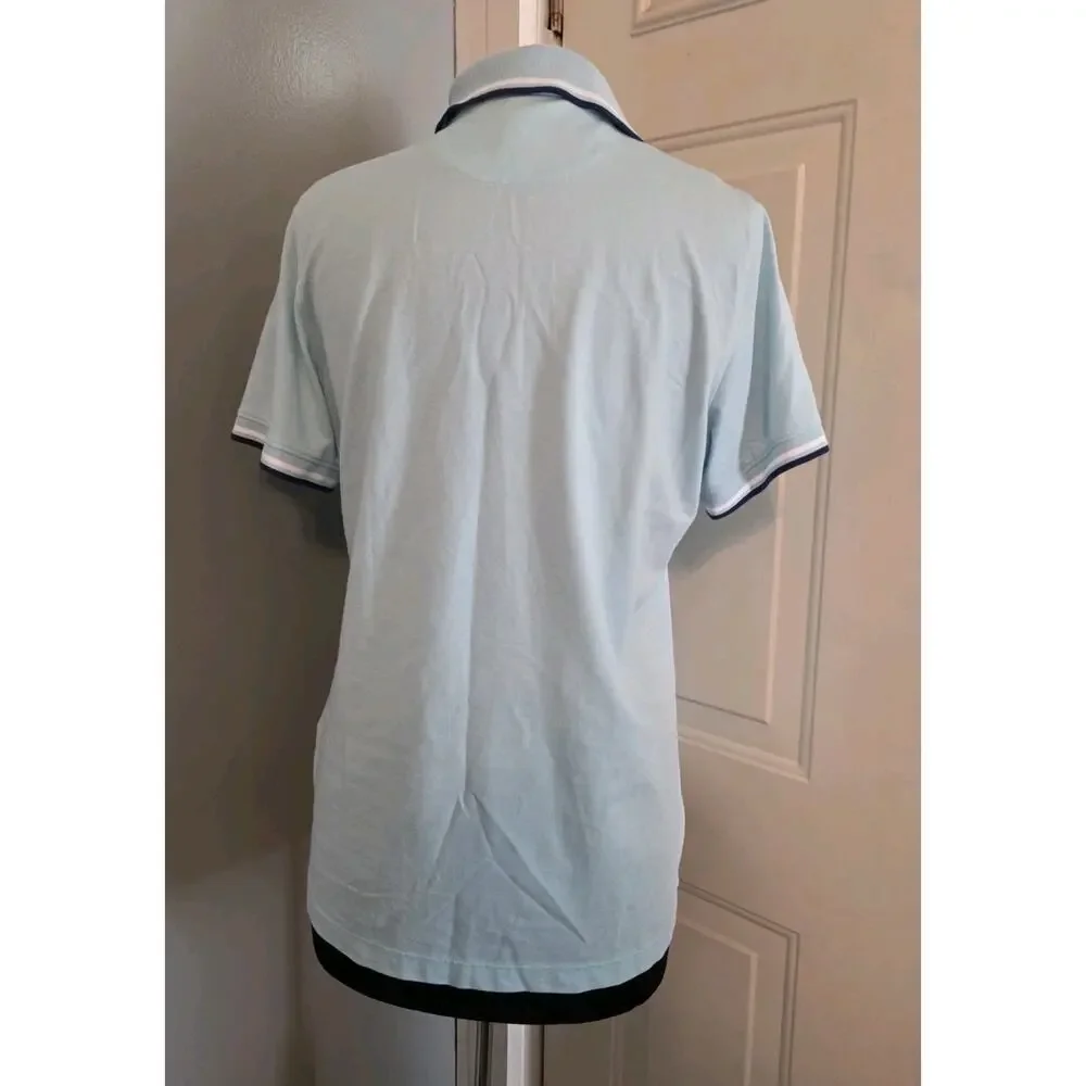 Magnolia Lane Womans Golf Shirt Blue Masters Logo Cotton Polo Size L